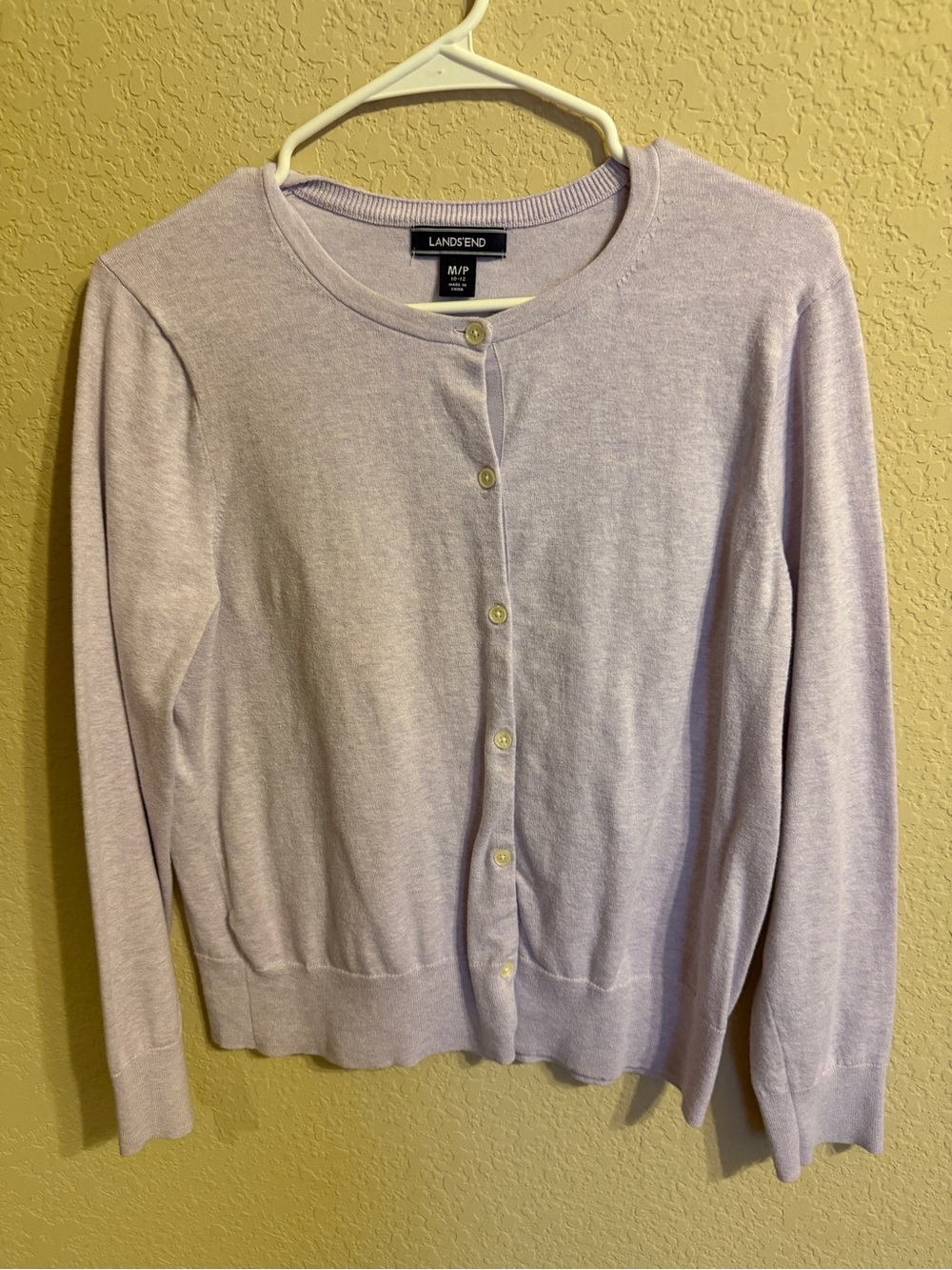 Lands' End Light Lavender Button-Front Cardigan